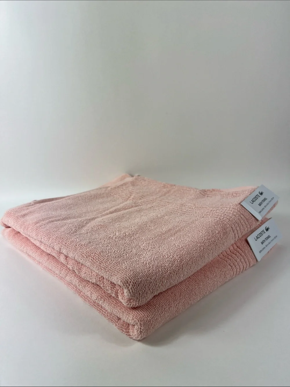 Lacoste Bath Towels Pink Green Crocodile Logo 100% Cotton 30
